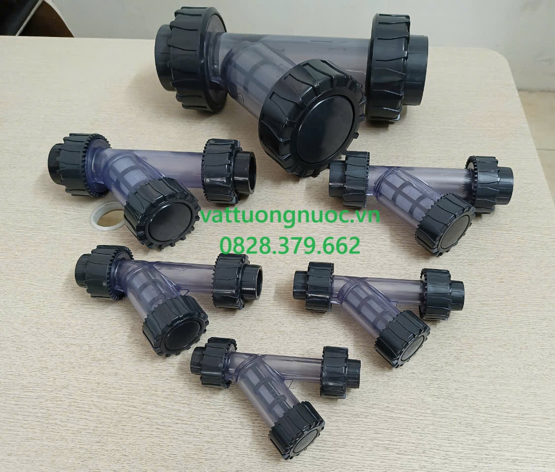 Van Y lọc 2 đầu rắc co UPVC